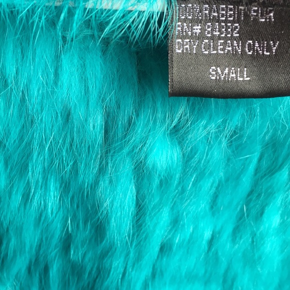 Aqua Blue 100% Rabbit  Fur shrug - Picture 3 of 3